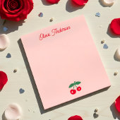 Retro Red Cherry Valentines Day Personalized Name Notitieblok