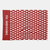 Retro Red Christmas Modern Minimaal Uniek Theedoek (Horizontaal)