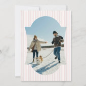 Retro Red Christmas Party Striped Invitation Kaart (Achterkant)