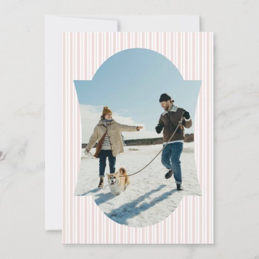 Retro Red Christmas Party Striped Invitation Kaart (Achterkant)