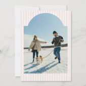 Retro Red Christmas Party Striped Invitation Kaart (Achterkant)