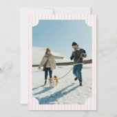 Retro Red Christmas Party Striped Invitation Kaart (Achterkant)