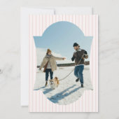 Retro Red Christmas Party Striped Invitation Kaart (Achterkant)