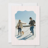 Retro Red Christmas Party Striped Invitation Kaart (Achterkant)