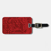 Retro Red Circuit Board Tech Pattern Bagagelabel (Voorkant horizontaal)