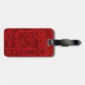 Retro Red Circuit Board Tech Pattern Bagagelabel (Achterkant horizontaal)
