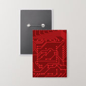 Retro Red Circuit Board Tech Pattern Button (Voorkant / Achterkant)