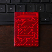Retro Red Circuit Board Tech Pattern Button