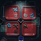 Retro Red Circuit Board Tech Pattern Papieren Bordje