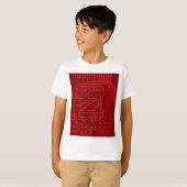 Retro Red Circuit Board Tech Pattern T-shirt (Voorkant volledig)