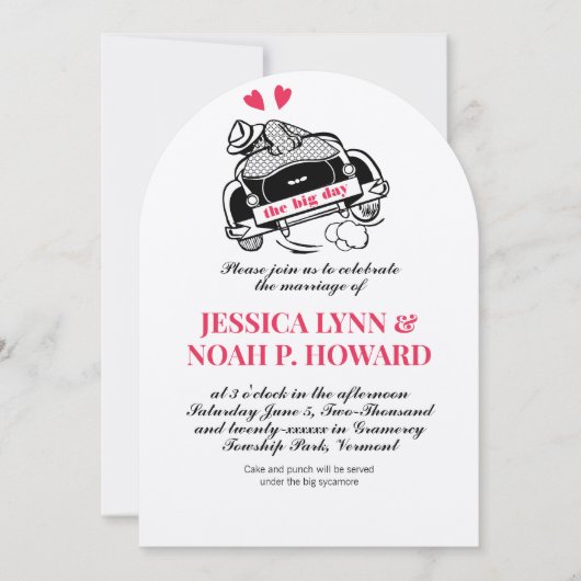  Retro Red Classic 50s Cabriolet Kaart (Voorkant)