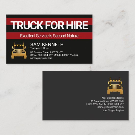 Retro Red Column Transport Visitekaartje (Voorkant / Achterkant)