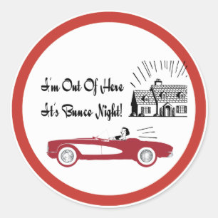 Retro  Red Convertible Bunco Ronde Sticker