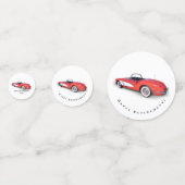 retro red convertible corvette confetti (Voorkanten)
