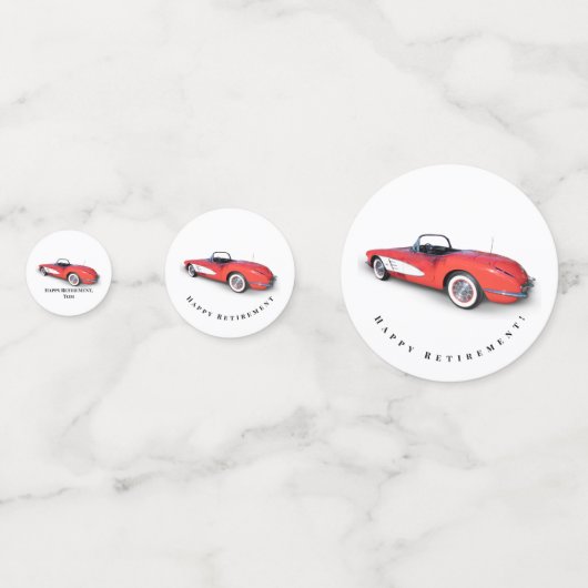 retro red convertible corvette confetti (Voorkanten)