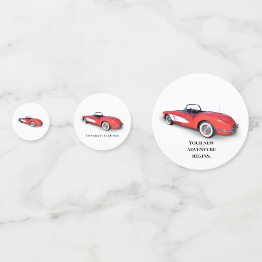retro red convertible corvette confetti (Achterkanten)