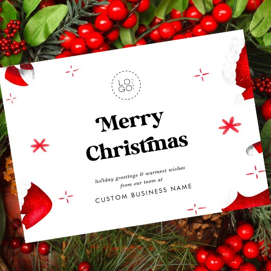 Retro Red Custom Bedrijf Logo Kerst Feestdagenkaart