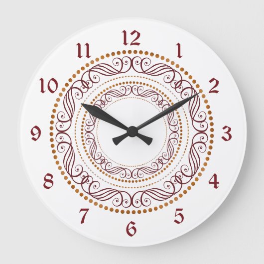 Retro Red Decorative Cirkel Grote Klok (Voorkant)