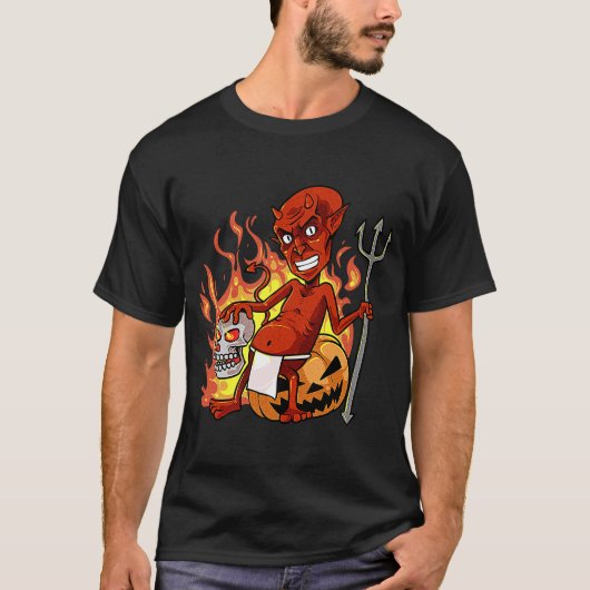  Retro Red Devil Red Devil Halloween T-shirt (Voorkant)