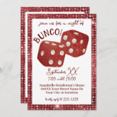Retro Red Dice Bunco nacht Kaart (Voorkant / Achterkant)