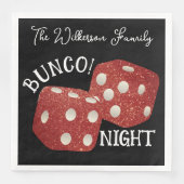 Retro Red Dice Bunco Night op zwart Servet (Voorkant)