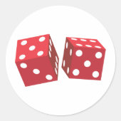 Retro Red Dice Ronde Sticker (Voorkant)