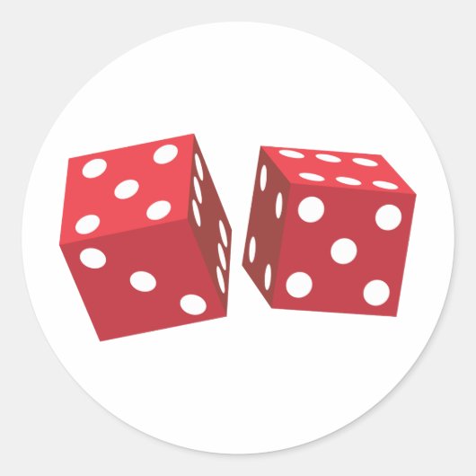 Retro Red Dice Ronde Sticker (Voorkant)