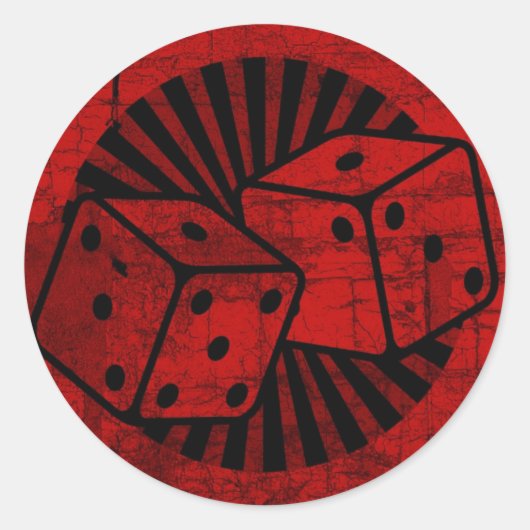 Retro Red Dice Ronde Sticker (Voorkant)