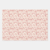 Retro Red Doodle Christmas Wrapping Paper (Voorkant 3)