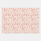 Retro Red Doodle Christmas Wrapping Paper (Voorkant 2)