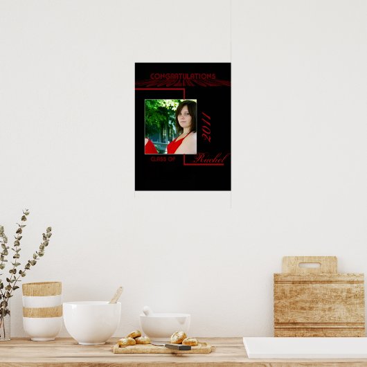Retro Red en Black Afstuderen Poster (Keuken)