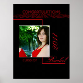 Retro Red en Black Afstuderen Poster