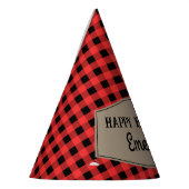 Retro Red en Black Buffalo Plays Pattern Birthday Feesthoedjes (Links)