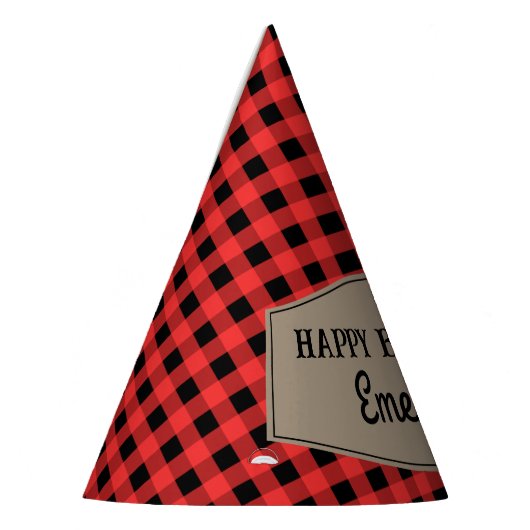 Retro Red en Black Buffalo Plays Pattern Birthday Feesthoedjes (Links)