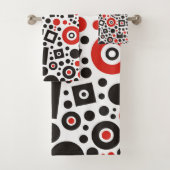 Retro Red en Black Modern Tech Art Deco Bad Handdoek (Insitu)