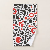 Retro Red en Black Modern Tech Art Deco Bad Handdoek (Handdoek)