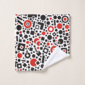Retro Red en Black Modern Tech Art Deco Bad Handdoek (Wasdoekje)