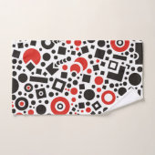 Retro Red en Black Modern Tech Art Deco Bad Handdoek (Handdoek)