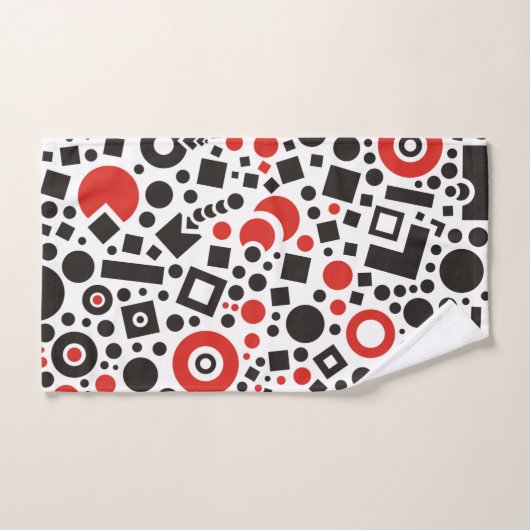 Retro Red en Black Modern Tech Art Deco Bad Handdoek (Handdoek)
