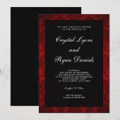 Retro Red en Black Wedding Invitation Kaart (Voorkant / Achterkant)
