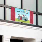 Retro Red en Blauwgroen Camper Banner (Buitenkant Gebouw)