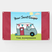 Retro Red en Blauwgroen Camper Banner (Horizontaal)