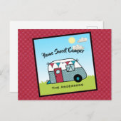 Retro Red en Blauwgroen Camper Briefkaart (Voorkant / Achterkant)