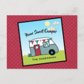 Retro Red en Blauwgroen Camper Briefkaart (Voorkant)