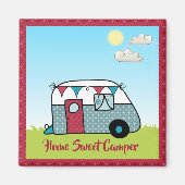 Retro Red en Blauwgroen Camper Magneet (Voorkant)