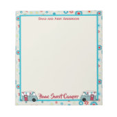 Retro Red en Blauwgroen Camper Notitieblok (Voorkant)