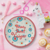 Retro Red en Blauwgroen Camper Papieren Bordje (Feest)