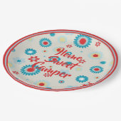 Retro Red en Blauwgroen Camper Papieren Bordje (Gekanteld)