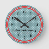 Retro Red en Blauwgroen Camper Ronde Klok (Voorkant)