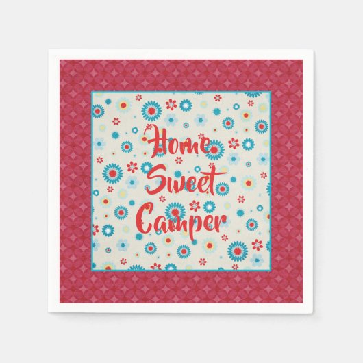 Retro Red en Blauwgroen Camper Servet (Voorkant)